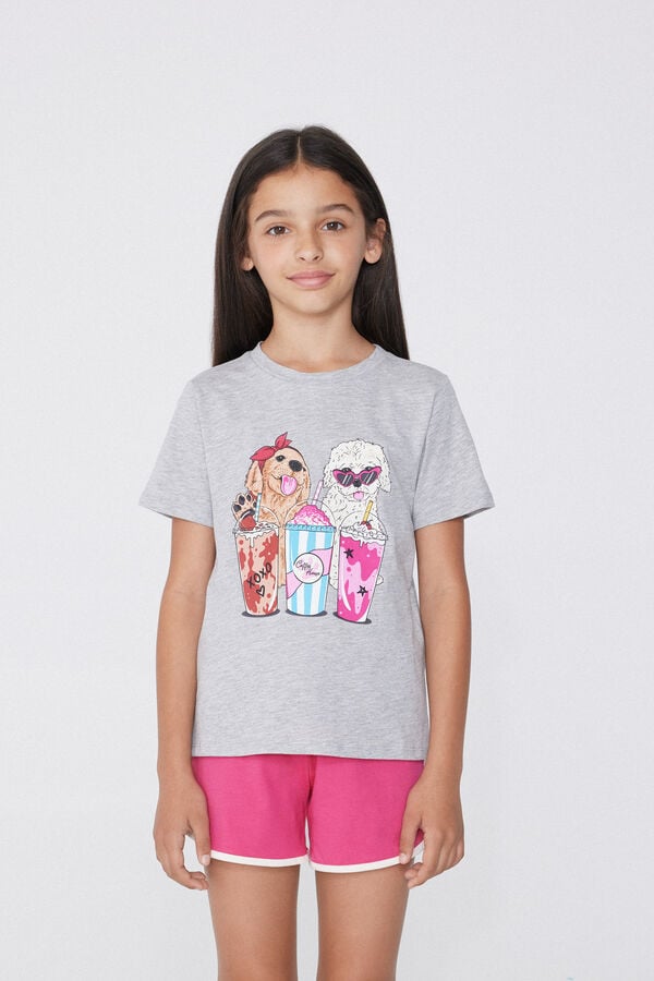 Tezenis Pijama Corto De Algodón Con Estampado De Perros