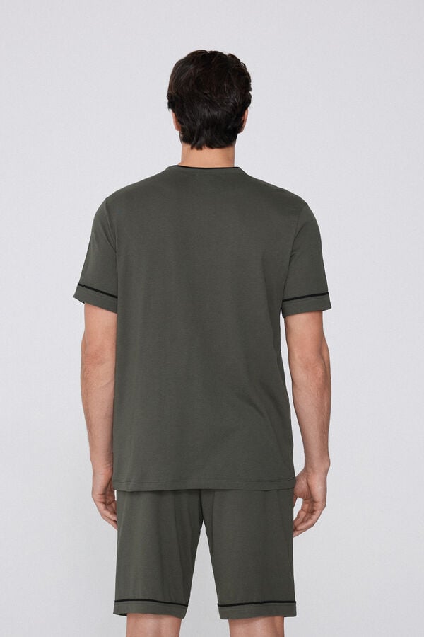 Tezenis Pijama Corto De Algodón Con Ribete Y Bolsillo