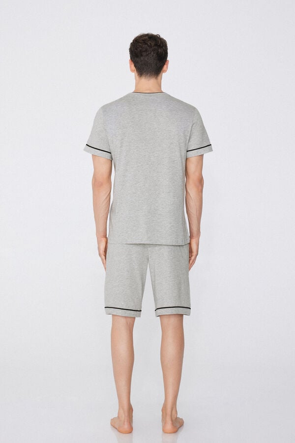 Tezenis Pijama Corto De Algodón Con Ribete Y Bolsillo