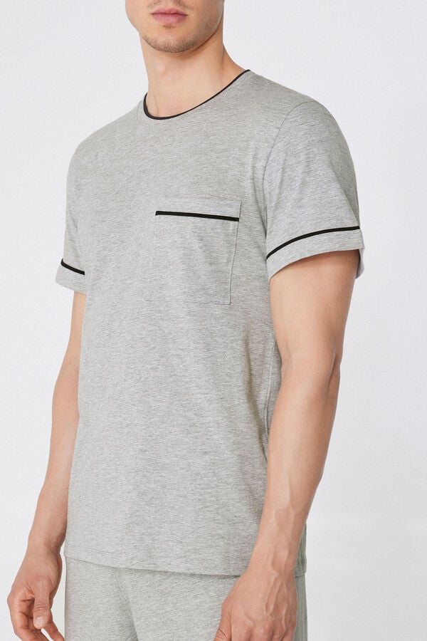 Tezenis Pijama Corto De Algodón Con Ribete Y Bolsillo