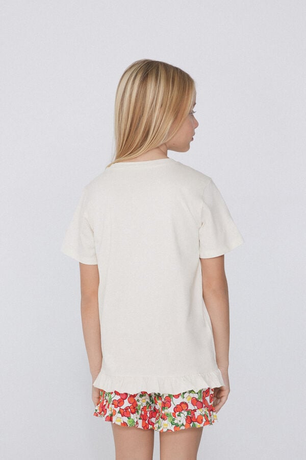 Tezenis Pijama Corto De Algodón De Manga Corta Con Estampado De Cerezas Para Niña