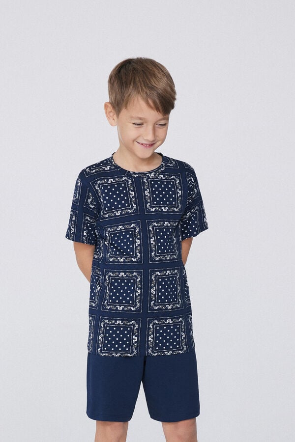 Tezenis Pijama Corto De Manga Corta De Algodón Con Estampado Bandana