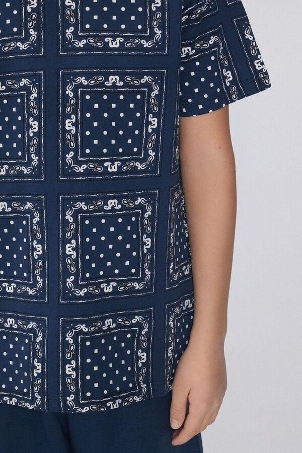 Tezenis Pijama Corto De Manga Corta De Algodón Con Estampado Bandana