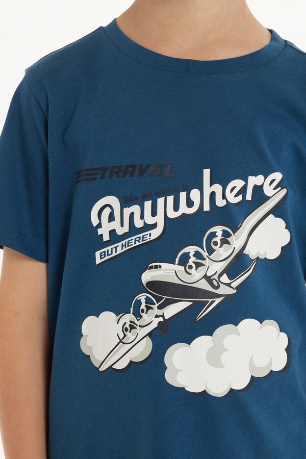 Tezenis Pijama Corto De Manga Corta De Algodón Con Estampado De Avión Para Niño