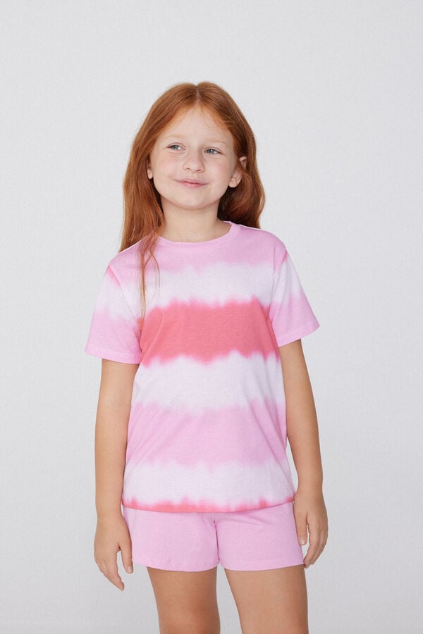 Tezenis Pijama Corto De Manga Corta De Algodón Tie-Dye Para Niña