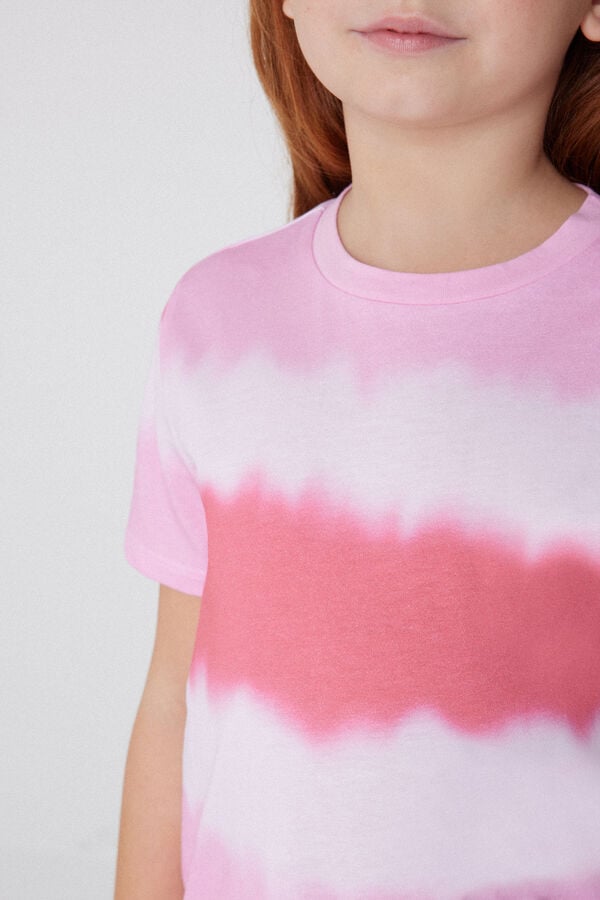 Tezenis Pijama Corto De Manga Corta De Algodón Tie-Dye Para Niña