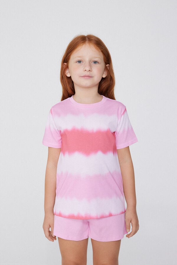 Tezenis Pijama Corto de Manga Corta de Algodón Tie-Dye para Niña