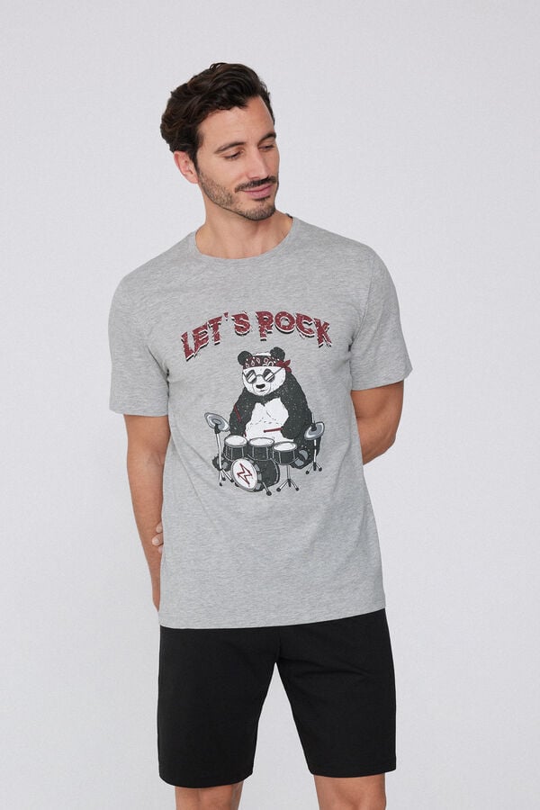 Tezenis Pijama Corto de Media Manga de Algodón Stampa Rock