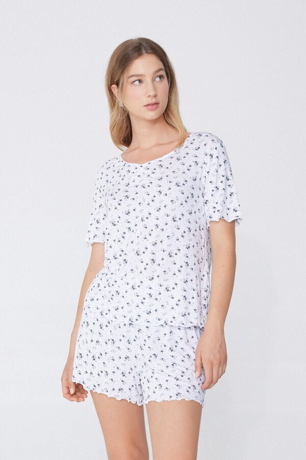 Tezenis Pijama Corto De Media Manga De Viscosa Con Frunce