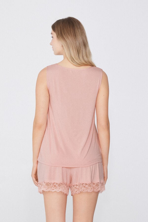 Tezenis Pijama Corto De Viscosa Y Encaje Con Tirante Ancho