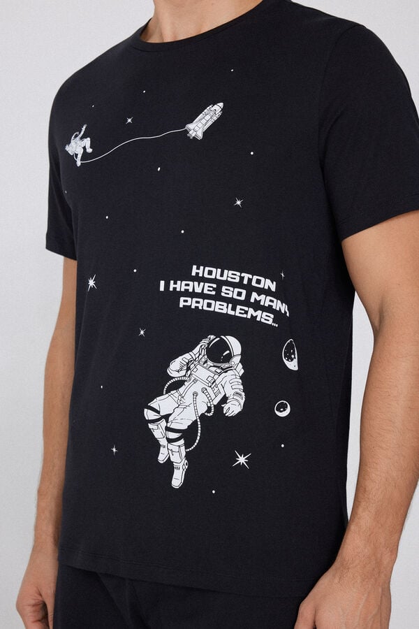 Tezenis Pijama Corto Hombre Media Manga Algodón Estampado Houston