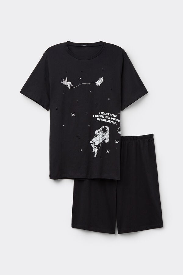 Tezenis Pijama Corto Hombre Media Manga Algodón Estampado Houston