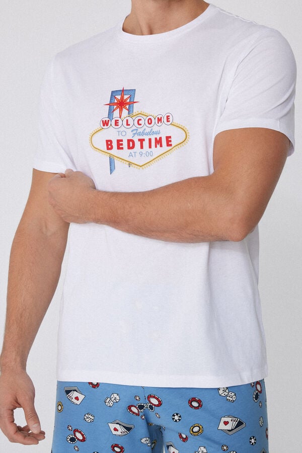 Tezenis Pijama Corto Hombre Media Manga Algodón Estampado Bedtime