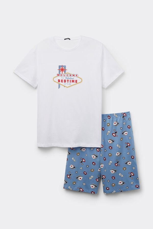Tezenis Pijama Corto Hombre Media Manga Algodón Estampado Bedtime