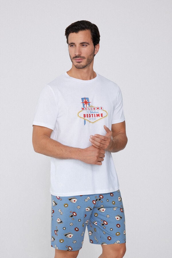 Tezenis Pijama Corto Hombre Media Manga Algodón Estampado Bedtime