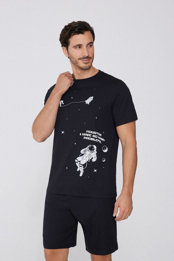 Tezenis Pijama Corto Hombre Media Manga Algodón Estampado Houston