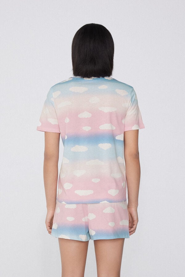 Tezenis Pijama Corto Manga Corta Algodón Estampado Nubes