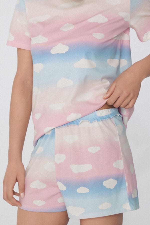 Tezenis Pijama Corto Manga Corta Algodón Estampado Nubes
