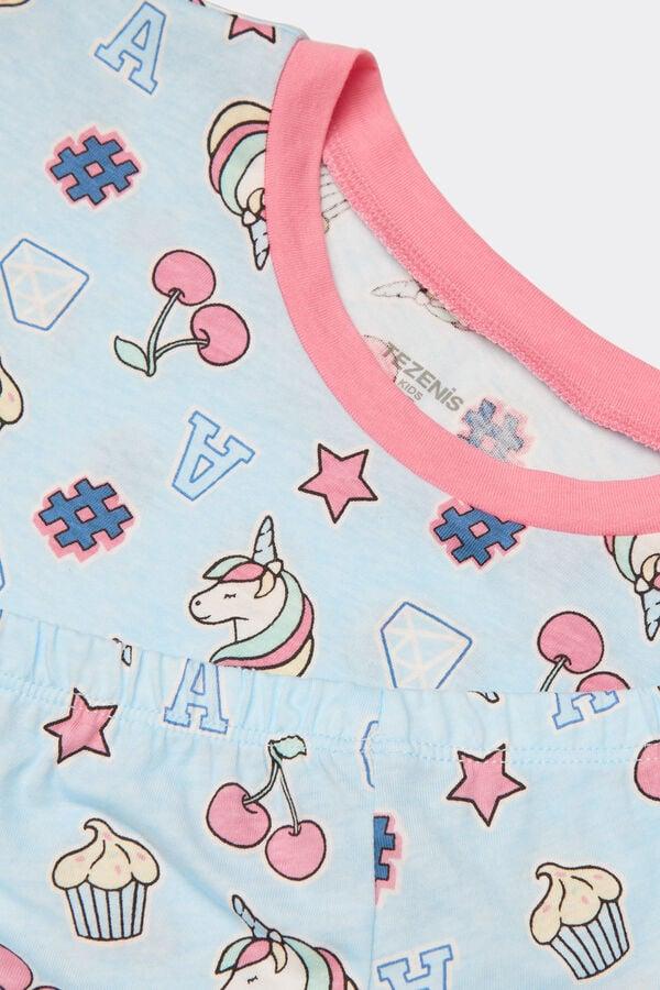 Tezenis Pijama Corto Manga Corta Algodón Stickers Niña