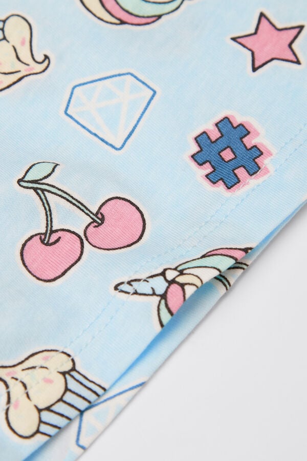 Tezenis Pijama Corto Manga Corta Algodón Stickers Niña
