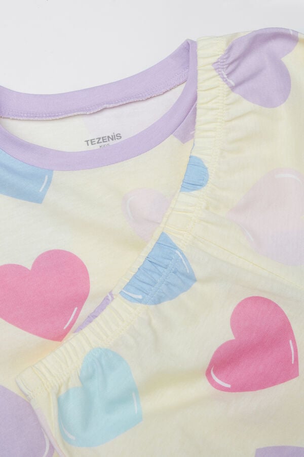 Tezenis Pijama Corto Media Manga Algodón Maxi Corazones Niña