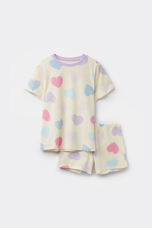 Tezenis Pijama Corto Media Manga Algodón Maxi Corazones Niña