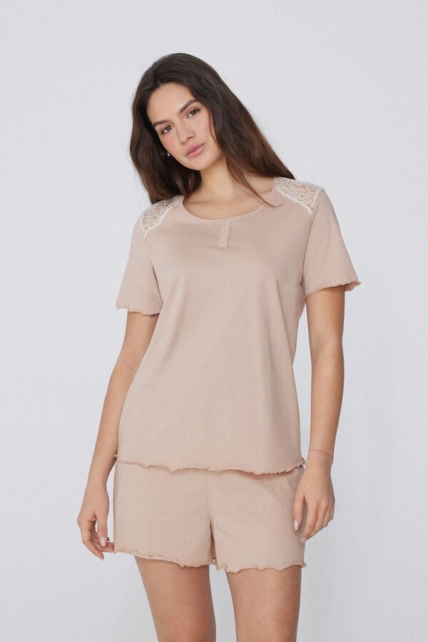 Tezenis Pijama Corto Media Manga de Algodón Delicate Touch