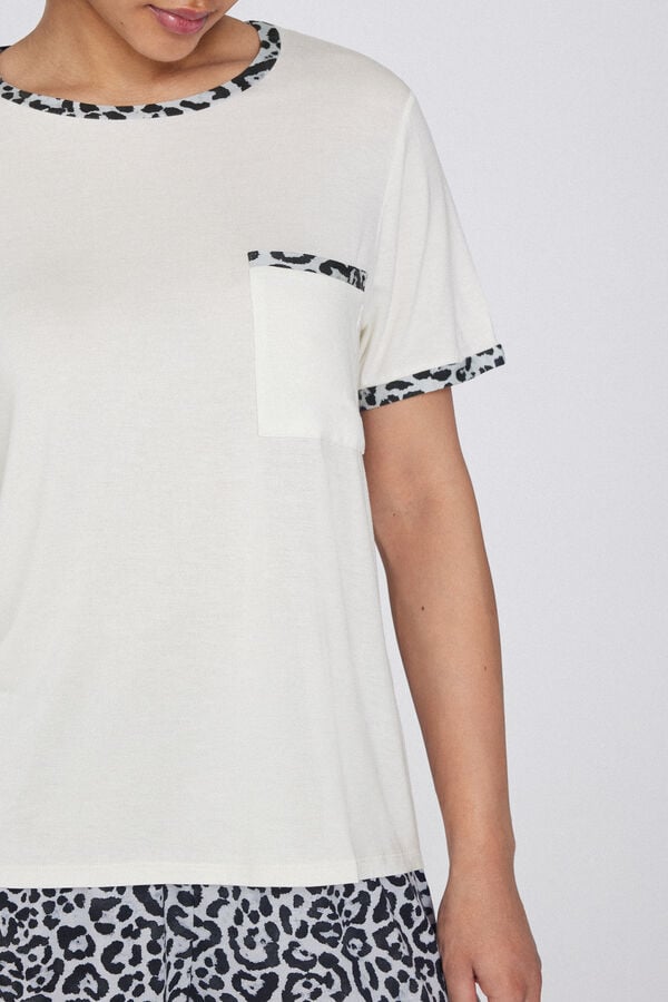 Tezenis Pijama Corto Media Manga De Viscosa Estampado Animal