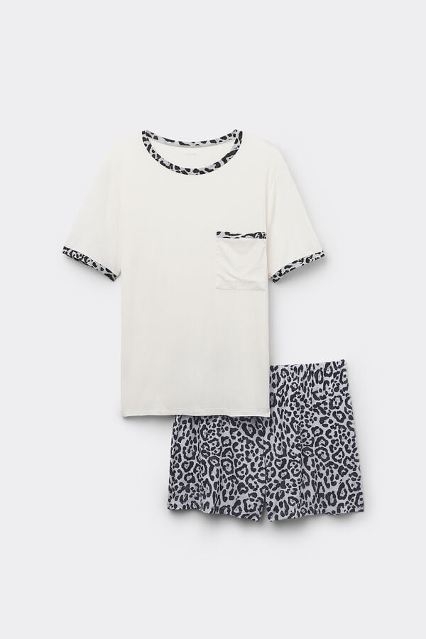 Tezenis Pijama Corto Media Manga De Viscosa Estampado Animal