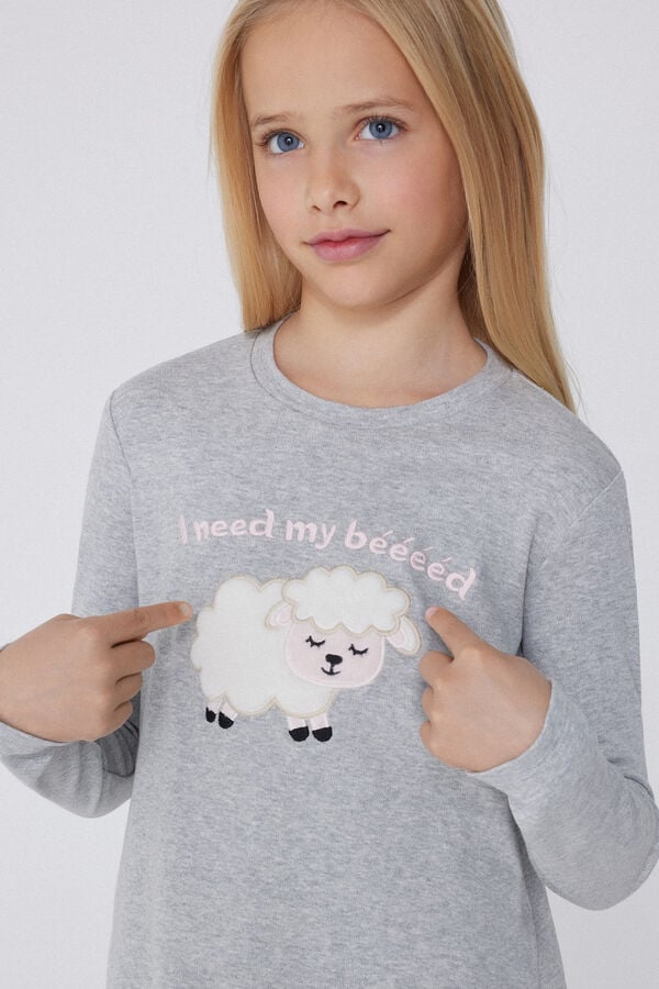 Tezenis Pijama Largo Cuello Redondo Algodón Grueso Oveja