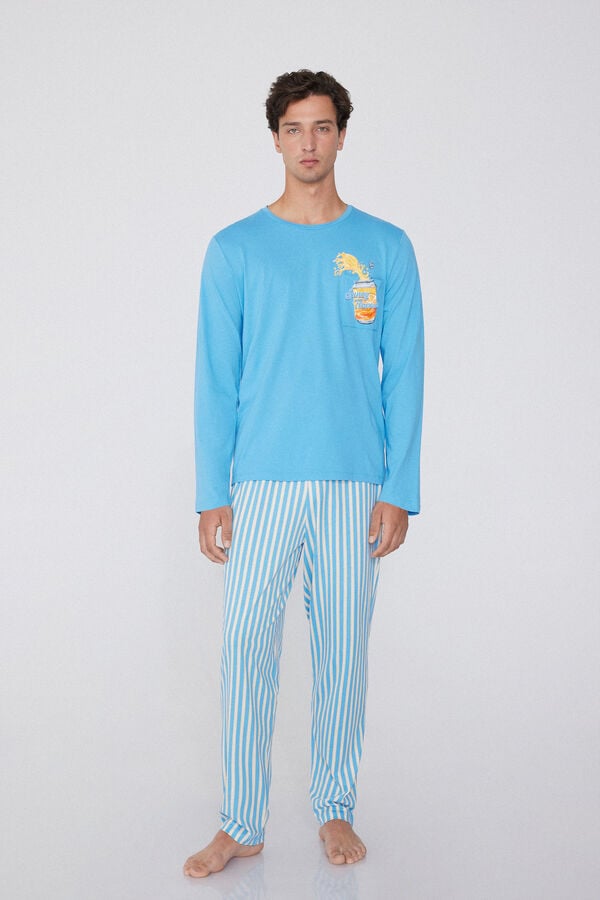 Tezenis Pijama Largo De Algodón Con Bolsillo Con Estampado Sunny