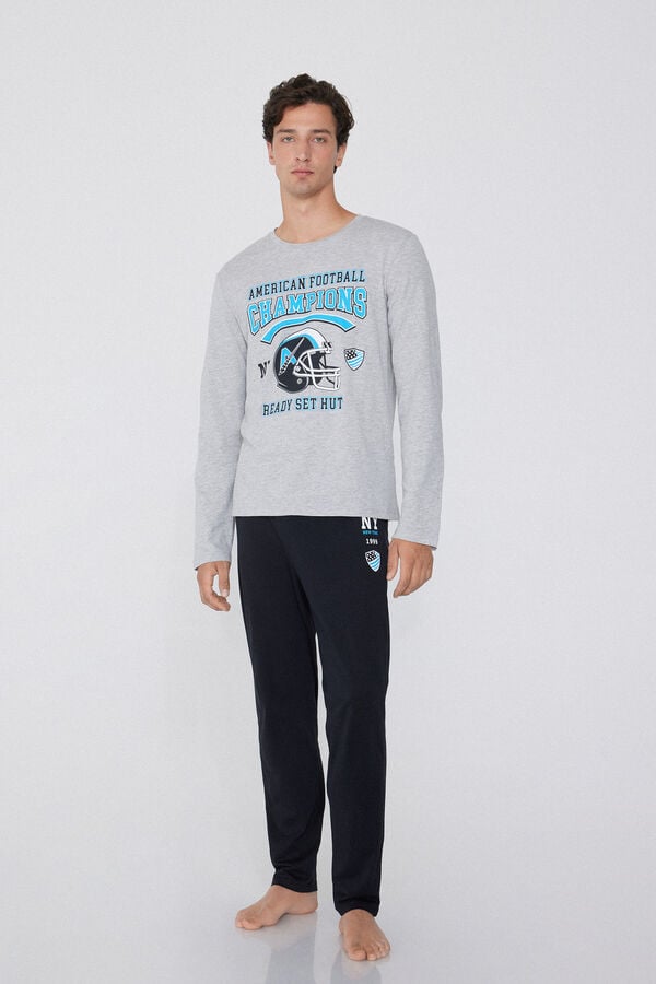 Tezenis Pijama Largo de Algodón con Estampado Champions