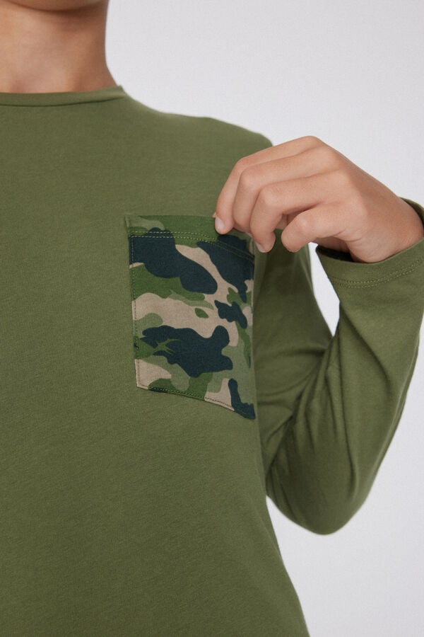 Tezenis Pijama Largo De Algodón Con Estampado De Camuflaje