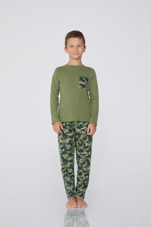 Tezenis Pijama Largo de Algodón con Estampado de Camuflaje