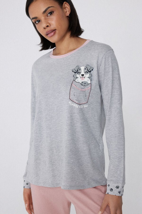 Tezenis Pijama Largo De Algodón Con Estampado De Perro