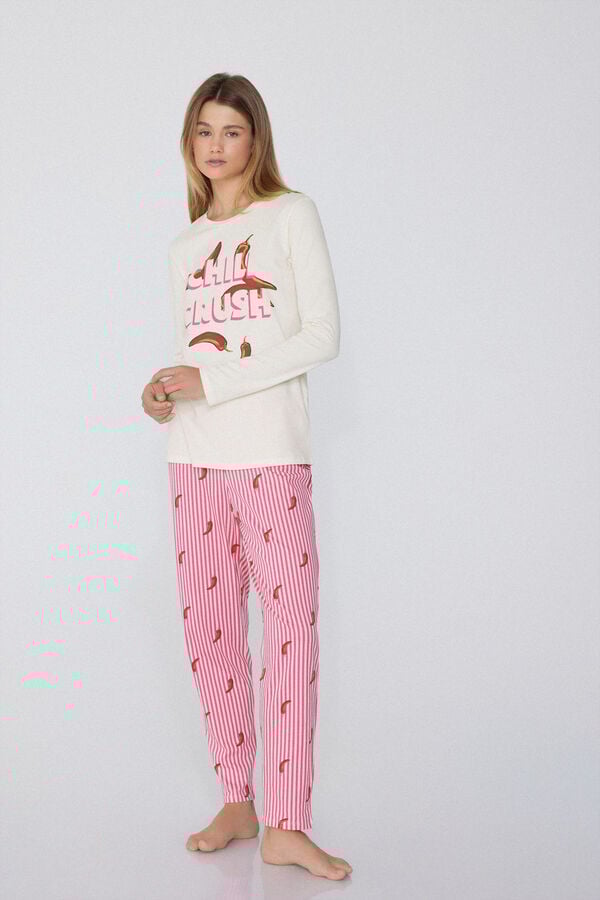 Tezenis Pijama Largo De Algodón Con Estampado De Pimiento Chile