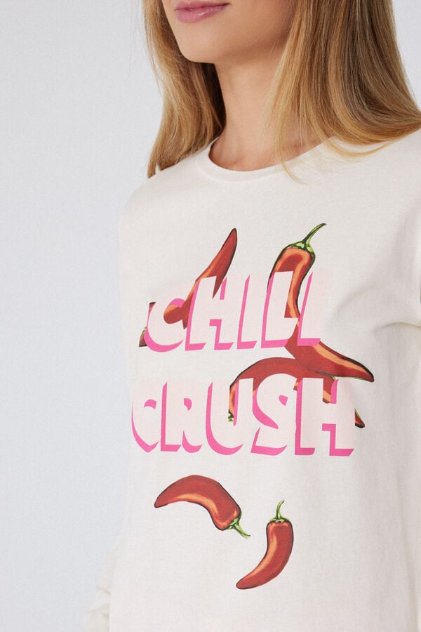 Tezenis Pijama Largo De Algodón Con Estampado De Pimiento Chile