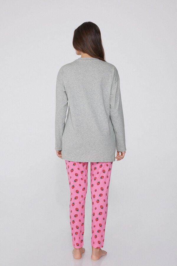 Tezenis Pijama Largo De Algodón Con Estampado Fresa