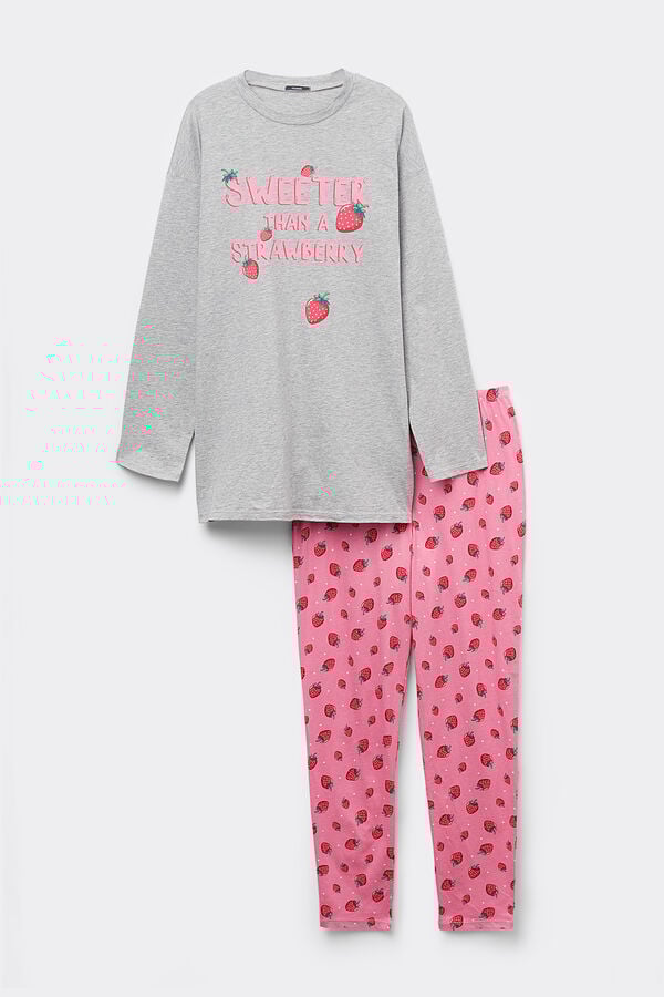 Tezenis Pijama Largo De Algodón Con Estampado Fresa