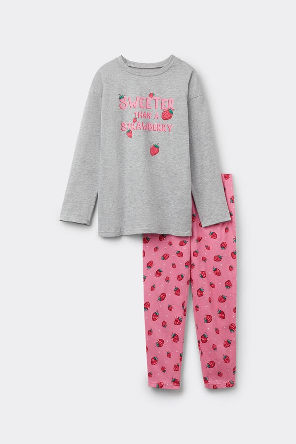 Tezenis Pijama Largo de Algodón con Estampado Fresa Niña