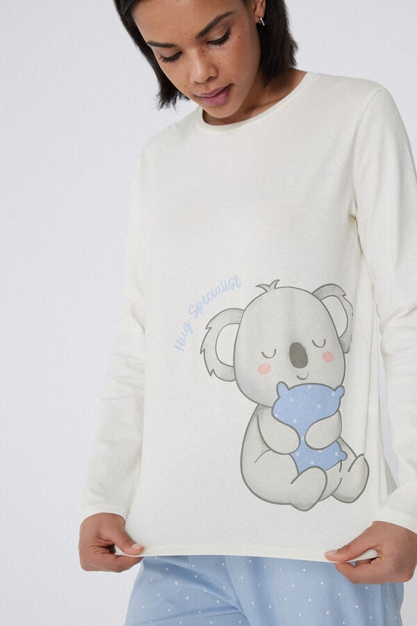 Tezenis Pijama Largo De Algodón Con Estampado Koala