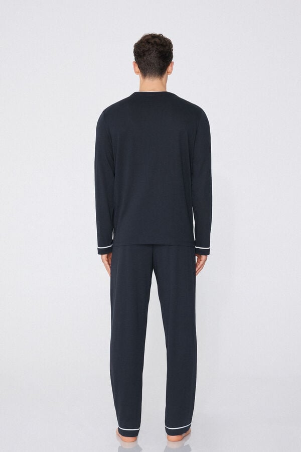 Tezenis Pijama Largo De Algodón Con Ribetes Para Hombre