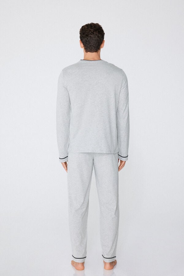 Tezenis Pijama Largo De Algodón Con Ribetes Para Hombre