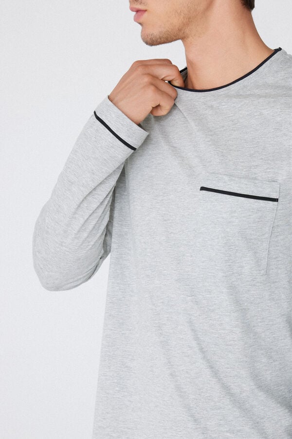 Tezenis Pijama Largo De Algodón Con Ribetes Para Hombre