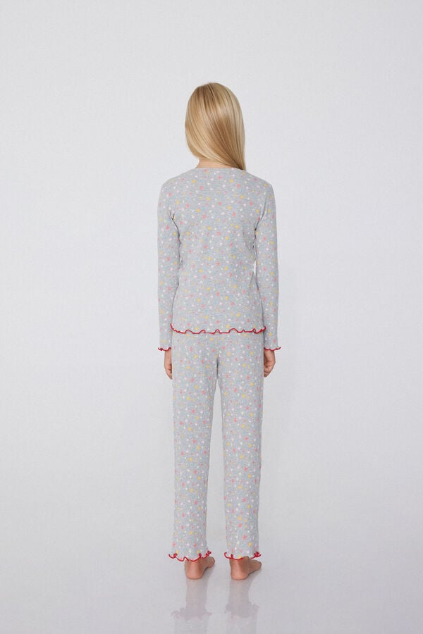 Tezenis Pijama Largo De Algodón De Canalé De Punto Festoneado