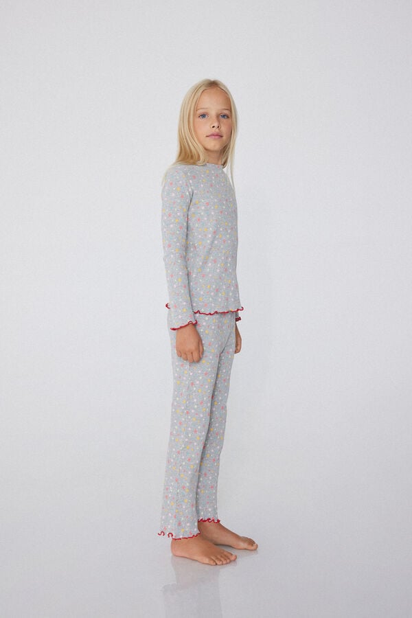 Tezenis Pijama Largo De Algodón De Canalé De Punto Festoneado