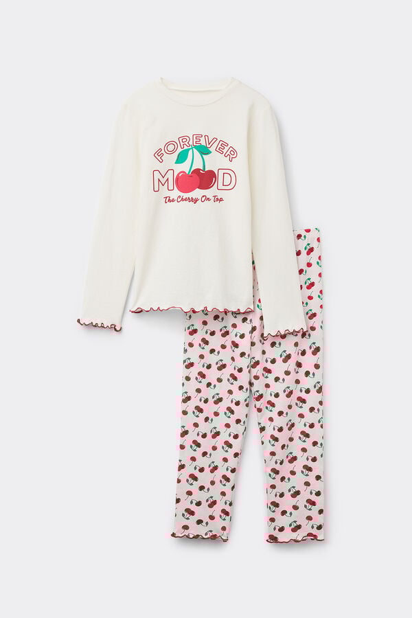 Tezenis Pijama Largo de Algodón Estampado Cerezas Niña