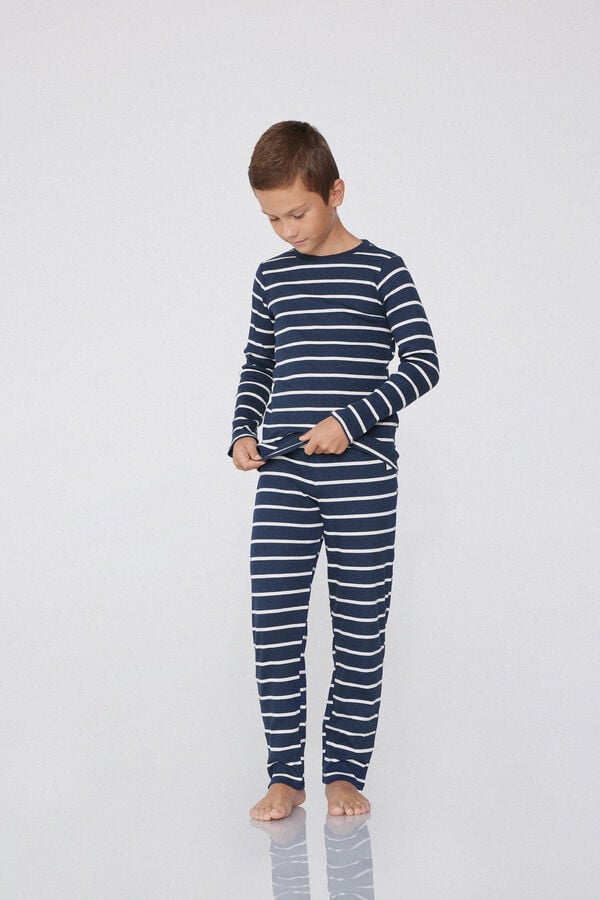 Tezenis Pijama Largo De Canalé De Algodón Para Niño