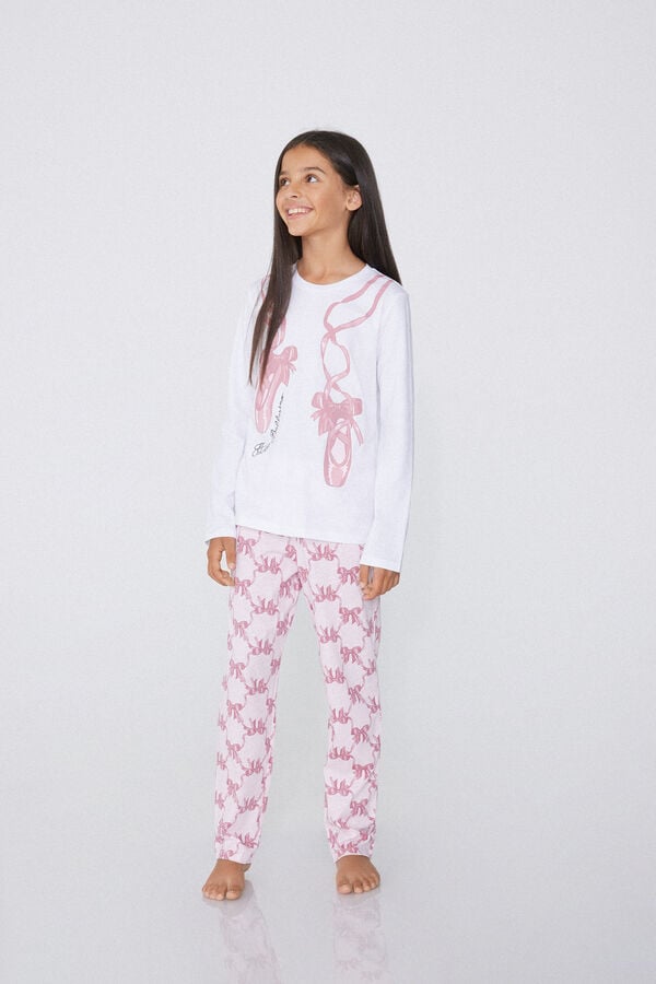 Tezenis Pijama Largo De Manga Larga De Algodón Con Bailarina