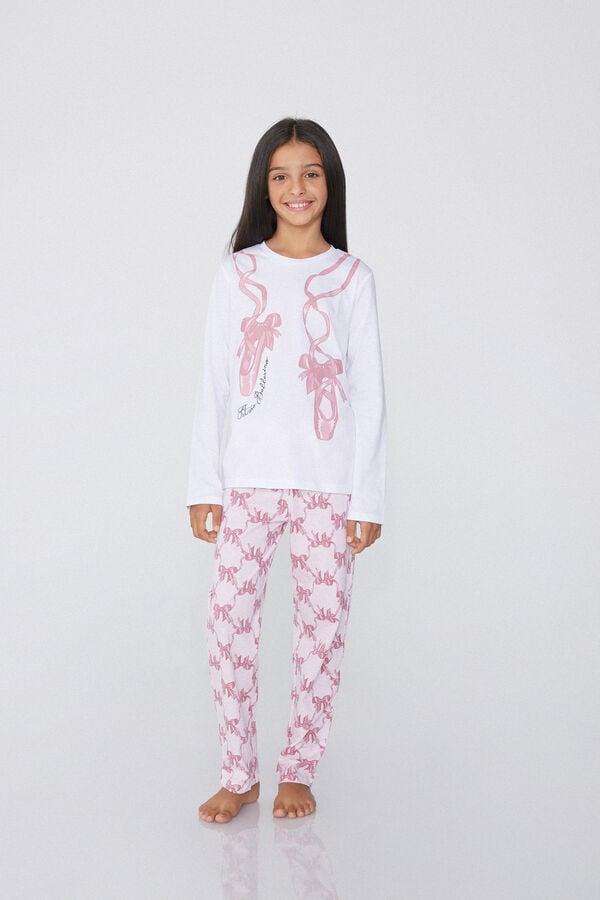 Tezenis Pijama Largo de Manga Larga de Algodón con Bailarina